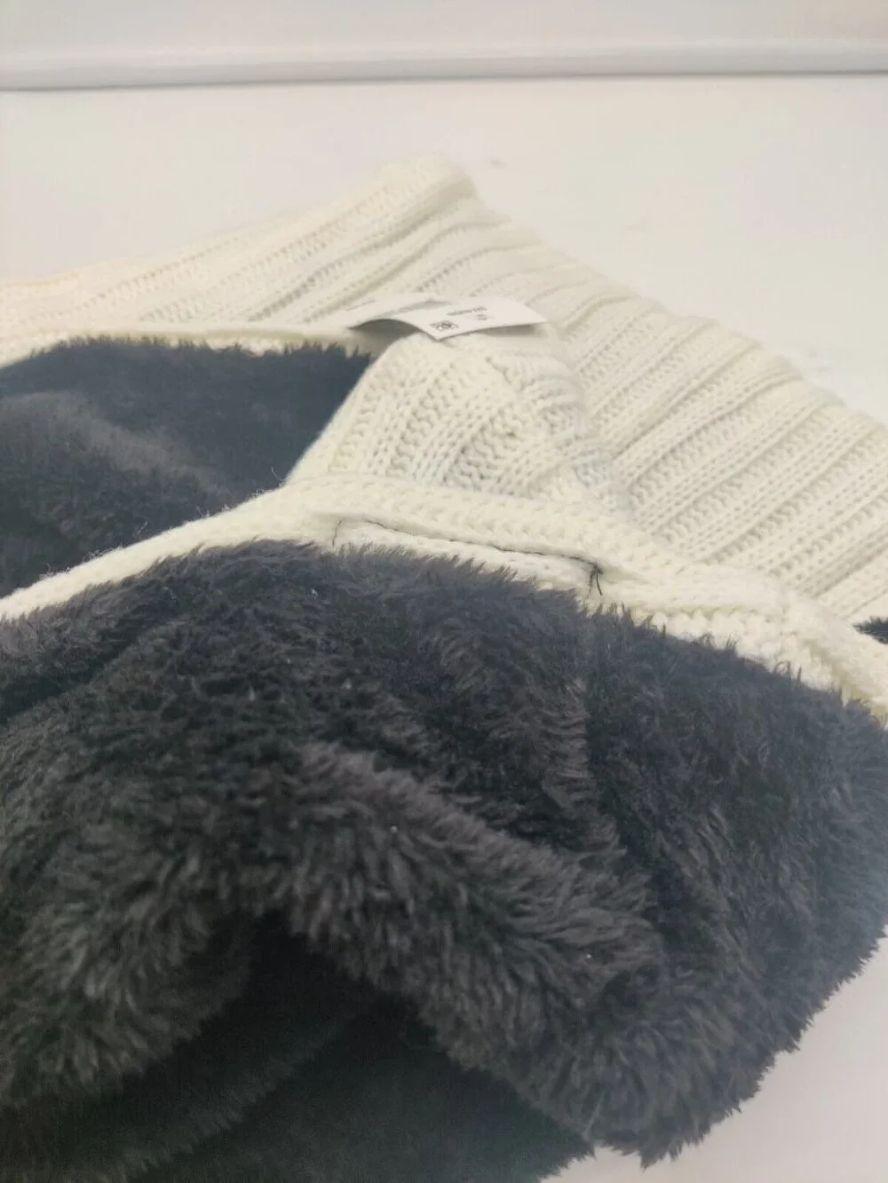 KNY Fleece-Lined Knit Infinity Scarf, Cream